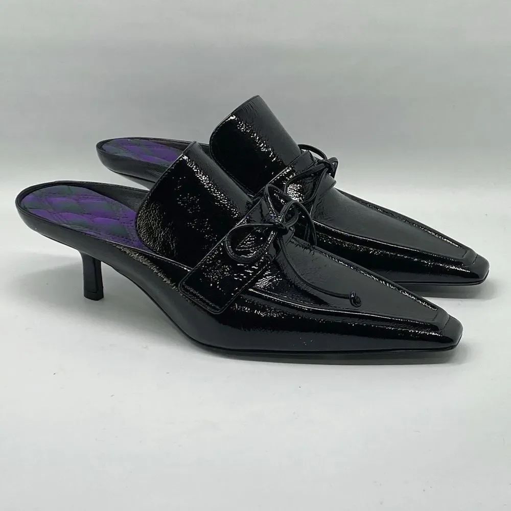 Burberry Sovereign Square Toe Kitten Heel Mule size 39